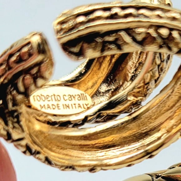 Roberto Cavalli Luxury Two Finger Snake Ring with Padparadscha Sapphire Crystal - Picture 10 of 11